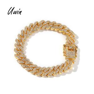 Nuovo 12 millimetri In Lega di Zinco Con Strass Bracciale Ghiacciato Fuori Miami Catena di Collegamento Del Braccialetto Alla Moda Dei Monili di Hiphop Degli Uomini di Commercio All'ingrosso - Product Image 1