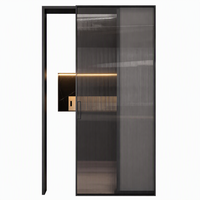Porte coulissante en aluminium triple rail ultra-plate robuste et moderne avec verre dépoli et panneau plein pour cloison intérieure