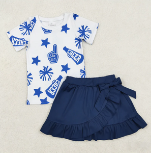 Completo <span class=keywords><strong>da</strong></span> Cheerleader per Bambine, 2 Pezzi: T-Shirt a Maniche Corte e Gonna Corta Coordinata, Abbigliamento per il <span class=keywords><strong>Giorno</strong></span> della Partita - Product Image 3