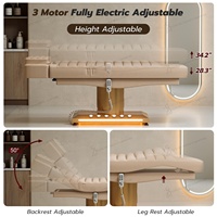 Table de massage électrique de luxe réglable pour soins du visage avec éclairage, mobilier de salon pour extensions de cils, lit courbé noir pour cils