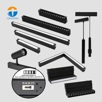 Système d'éclairage sur rail magnétique LED AC220V avec 4 interrupteurs DIP, 3 températures de couleur réglables, intelligent, Wi-Fi, Tuya, intensité variable, en aluminium, pour éclairage de grille et spot