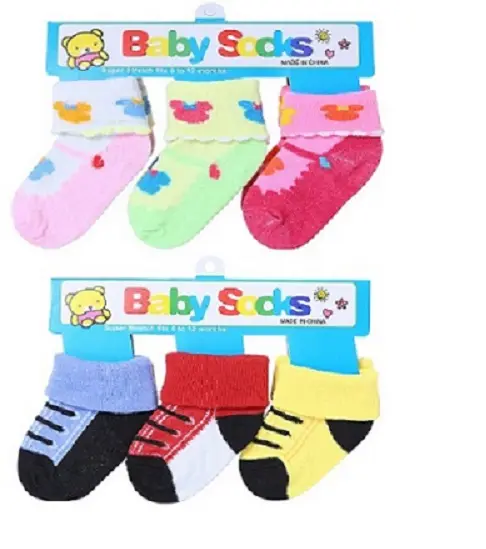 Kaus Kaki Bayi Mulut Lipat Bergaris Kartun Lucu Kaus Kaki Katun Combed Baru Anak Laki-laki dan Perempuan Polka Dot