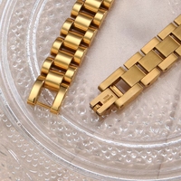 Envío Directo, Correa de Reloj de Alta Calidad con Certificación CE, Resistente al Agua, Brazalete de Acero Inoxidable Chapado en Oro de 18K con Circonitas