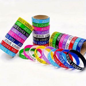 Bracelet en silicone personnalisé Jésus gravé et coloré, haute qualité, pas cher, avec logo sur mesure, vente en gros - Product Image 1