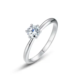 Moissanite Ring VVS1 0.5ct 1.0ct 925 Sterling Silver D Color White Gold Plated Fine Jewelry For Women Engagement Diamond