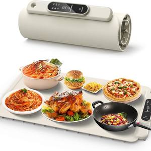 لوح تسخين طعام كهربائي محمول قابل للطي مع لوحة عازلة من السيليكون وصينية طعام بـ7 إعدادات حرارة للاستخدام المنزلي يعمل باللمس - Product Image 3