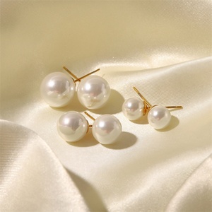 ต่างหูสแตนเลสสตีลชุบทอง 18k ประดับมุกน้ำจืดคุณภาพสูง - Product Image 2