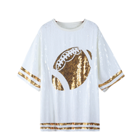 Robe en mousseline de soie blanche à paillettes dorées décontractée pour femmes Saireish, logo brodé en nœud, tissage antistatique, 100% polyester, saison hivernale