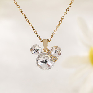 Collana HX134 in Acciaio Inox con Ciondolo a Forma di Mickey con Fiocco, Gioiello di Alta Qualità Multicolore per Donne - Product Image 5