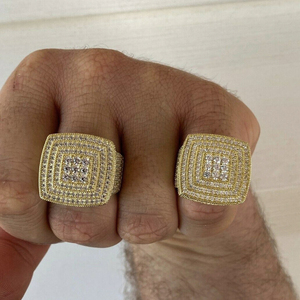 Hip Hop Jewelry Engagement <strong>Ring</strong> 925 <strong>Silver</strong> <strong>Rings</strong> for Men Gold Plating Custom Moissanite Iced Out <strong>Band</strong> <strong>Ring</strong> Cluster Jewelry - Product Image 4