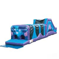 Parcours d'obstacles gonflable sur le thème de la nuit tropicale, en PVC, respectueux de l'environnement, équipement de jeu d'aventure pour les fêtes de plage pour enfants