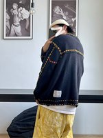Maßgeschneiderte Herren Sommer Japanische Retro-Jacke Handgenähter Kragen Mehrere Taschen Einreihiger Knopfverschluss Umlegekragen Strickjacke