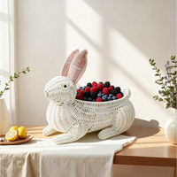 Osterhase Handgefertigter Rattan-Aufbewahrungskorb für Küchengebrauch, Eiersuche & Frühlingstischdekoration