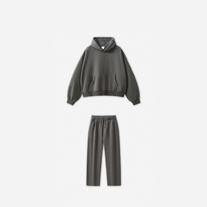 MSET5015 – Nouveauté : Ensembles de survêtements déchirés et délavés à l'acide (350 g/m²) pour femmes et hommes – Style urbain hivernal – Fabrication sur mesure - Product Image 1