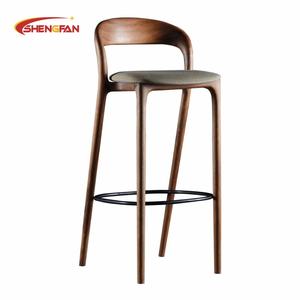 Sgabello da Bar Premium Stile Nordico per Cucina, Hotel, Bistrot, Caffè, con Cuscino Personalizzato in Tessuto, Legno Massello, Schienale Alto, Design da Bancone, Sedie da Pranzo <span class=keywords><strong>Neva</strong></span> - Product Image 3