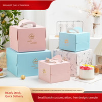 Boîtes d'emballage pour aliments, épaissies, estampées à chaud, pour gâteaux d'anniversaire (4/6/8 pouces) avec poignées, pour boulangerie