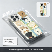 Coque transparente en TPU souple antichoc avec motif de chiot style peinture à l'huile, motif à huit grilles, pour iPhone 17 16 15 14 13 Pro Max