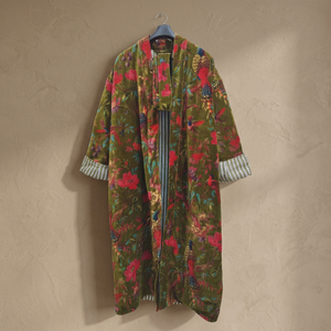 Bata estilo kimono bordada y estampada de manga larga para adulto, ropa festiva elegante y a la moda para ocasiones especiales y uso diario. - Product Image 2