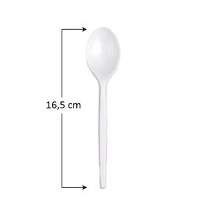Cucchiai di Plastica Bianchi Riutilizzabili Lunghezza 16,5 Cm per Uso Quotidiano - Product Image 2