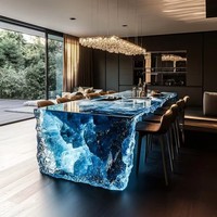Comptoir de bar lumineux en acrylique transparent de luxe léger, table basse de salon au design nordique moderne