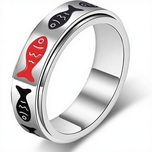 Bague anti-stress inspirante en acier inoxydable « Nager <span class=keywords><strong>contre</strong></span> le courant » pour femmes, vente en gros - Product Image 1