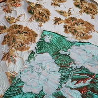 Tissu Jacquard Gaufré Floral à Fil Doré Tissé, Fil Métallique Teint, Idéal pour Robes de Mariée et Sacs - Vente Chaude JSM-1707