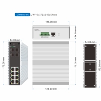 Switch de Red Industrial de 8 Puertos RJ45, 4 * SFP, Tipo Riel, Enrutamiento Estático, Protocolo de Red en Anillo ERPS, Resistente a Altas Temperaturas
