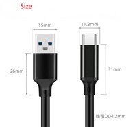 Popular Cable de 2m USB 3,0 a USB C 60W 10Gbps para teléfono inteligente