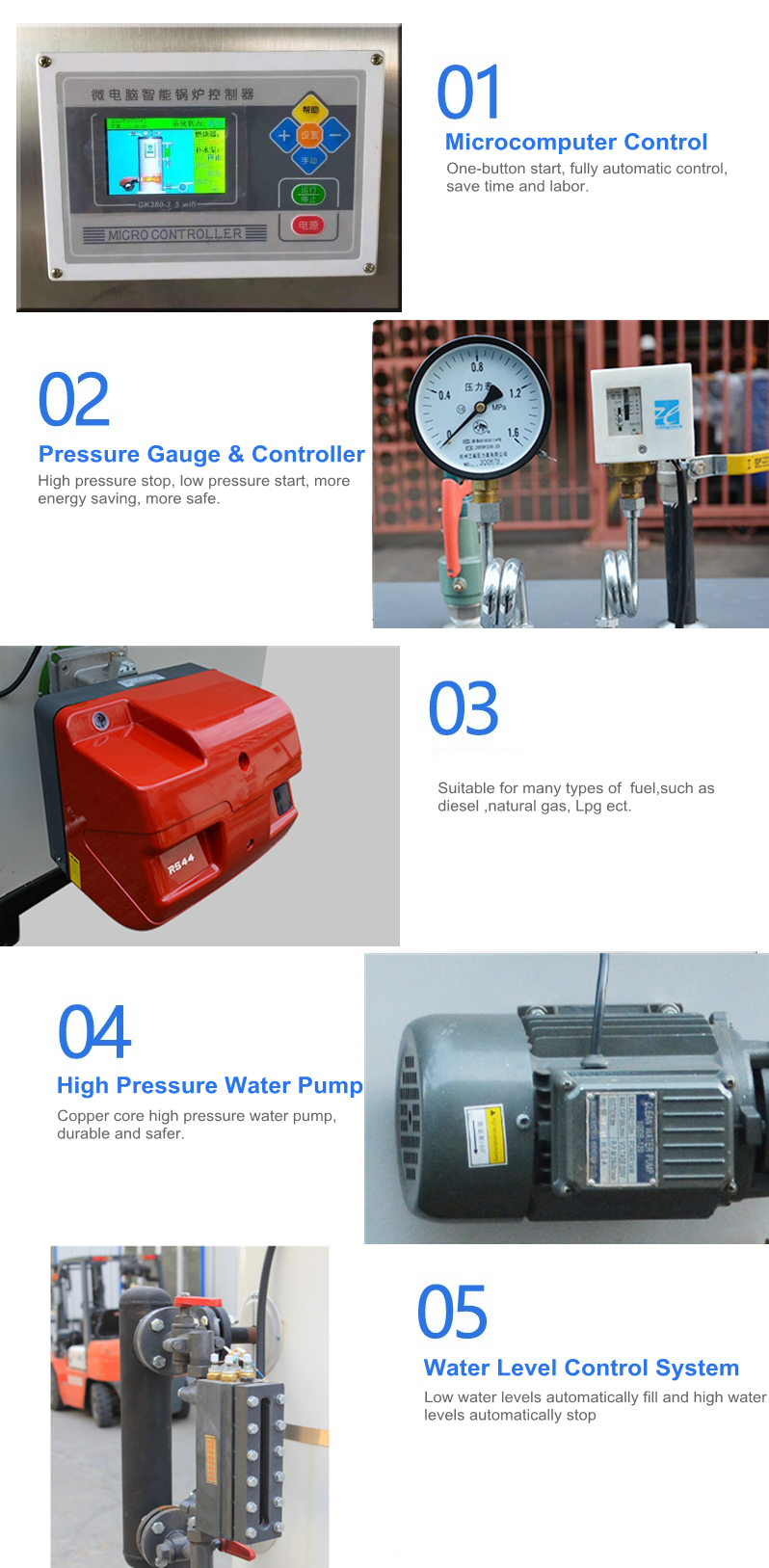 High Efficiency 500kg/h Natural Gas Fired Heating Boiler