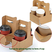 Porte-gobelets personnalisés bon marché à emporter, porte-gobelets jetables en kraft pour boissons chaudes, thé, café, porte-gobelets en papier avec poignée