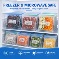 Sacs de congélation à double fermeture éclair, durables, étanches, réutilisables, avec logo personnalisé imprimé, pour le stockage des aliments