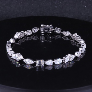 IGI Certified Lab Created Diamond Tennis Bracelet 14K Gold Fancy Cut Lab Grown Diamond Bracelet - Product Image 3