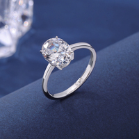 Élégante bague en argent sterling 925 ovale avec moissanite 3 carats couleur D VVS pour femme, idéale pour les mariages et le quotidien, personnalisable avec logo, bijoux