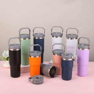 DD3865 Flip up <b>Straw</b> 30/20 oz Leak Resistant Stainless Steel Water <b>Bottle</b> with Handle Insulated Tumbler for Camping - Product Image 6