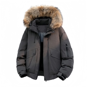 Giacca Imbottita Personalizzata da Uomo con Collo in Pelliccia, Cerniera, Stile Parka, Versione Invernale di Alta Gamma per Coppie, con Cappuccio e Imbottitura - Product Image 3