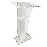 Pupitre moderne en acrylique avec éclairage LED, support de podium, pupitre de réception, sur pied, facile à assembler pour les églises
