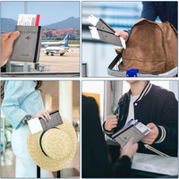 Maßgefertigte PU-Leder Reisepasshülle Reisebrieftasche Organizer mit RFID-Blockierung für Herren Damen Reisezubehör