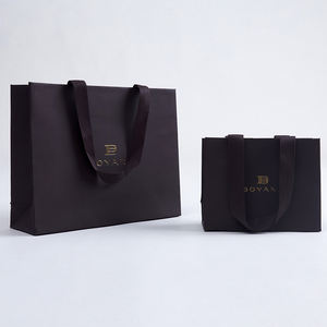 Boyang vente en gros sac en papier cadeau bijoux en carton noir de luxe imprimé personnalisé avec votre propre logo - Product Image 5