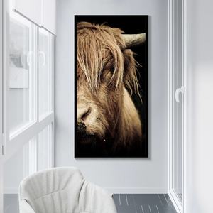 In bianco e nero Highland Cow Wall Art pittura astratta su tela minimalismo Shaggy <span class=keywords><strong>Yak</strong></span> Cow Prints Animal stampabile Bull Poster - Product Image 6