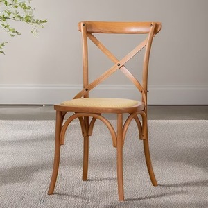 Nouvelle arrivée, <span class=keywords><strong>chaise</strong></span> à dossier croisé <span class=keywords><strong>en</strong></span> <span class=keywords><strong>bois</strong></span> rustique avec siège <span class=keywords><strong>en</strong></span> rotin tressé <span class=keywords><strong>pour</strong></span> café, bistrot, restaurant, usage commercial, mariage, salle à manger - Product Image 2