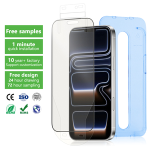 Aurey Chống-Bụi Chống-Tĩnh 3D Phim Thủy Tinh Matte Độ Cứng Cao Kim Cương Giống Như Carbon Di Động Bảo Vệ Bìa Đối Với <span class=keywords><strong>iPhone</strong></span> 17 Pro - Product Image 1