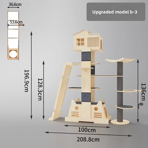 Arbre à <span class=keywords><strong>chat</strong></span> classique de luxe exclusif en bois massif, multi-zones, hauteur réglable, mobilier de loisirs intérieur écologique - Product Image 5