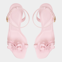 Nouveauté Sandales à talons hauts roses pour femmes avec décoration florale Bout ouvert Bride cheville Talons aiguilles pour soirée