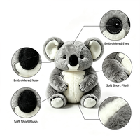 Boneka Hewan Plushie Custom Bentuk Koala Lembut, Boneka Isi Dakron OEM, Desain Sesuai Pesanan, Dapat Dipeluk, Pereda Stres untuk Anak-Anak, Grosir