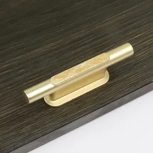 New Chinese Copper Brushed Cabinet Drawer Furniture Handle Zinc Alloy Open Cover Dark Turn Modern Hardware Manufacturers New
