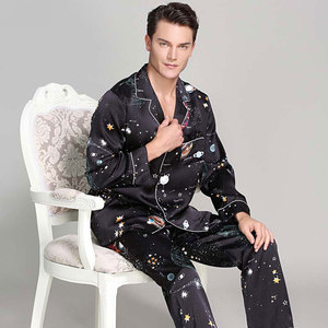 Conjunto de pijama de seda auténtica con estilo para <span class=keywords><strong>caballero</strong></span>, suministro de fábrica, etiqueta personalizada, conjunto de pijama de seda de morera de grado 6A para hombre - Product Image 3