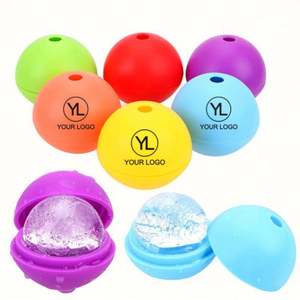 Custom Logo Colorful Whiskeyball Food Grade Silicone Round Sphere Ice Ball <b>Cube</b> Mold Maker for Cocktails and Ice Cream Tubs - Product Image 1