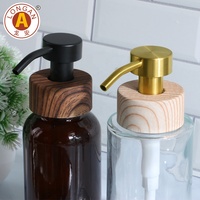 Flacon pompe vide transparent en verre et bambou recyclé pour savon liquide ou lotion, avec pompe en bois, fabriqué en Chine
