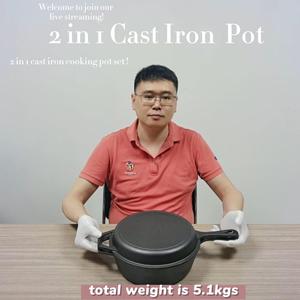 <span class=keywords><strong>Cocotte</strong></span> <span class=keywords><strong>en</strong></span> <span class=keywords><strong>fonte</strong></span> pré-assaisonnée antiadhésive de 26 cm avec longue poignée, compatible lave-vaisselle, pour usage domestique, <span class=keywords><strong>noire</strong></span>, gaz et induction - Product Image 6