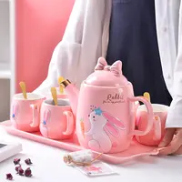 귀여운 토끼 디자인 세라믹 drinkware 물 세트 도자기 커피 차 세트 사용자 정의 로고